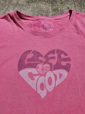 Life Is Good Womens Pink Heart Design Graphic Tee Shirt XXL